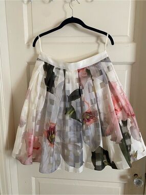 Ted Baker White Skirt with Pink Floral Print